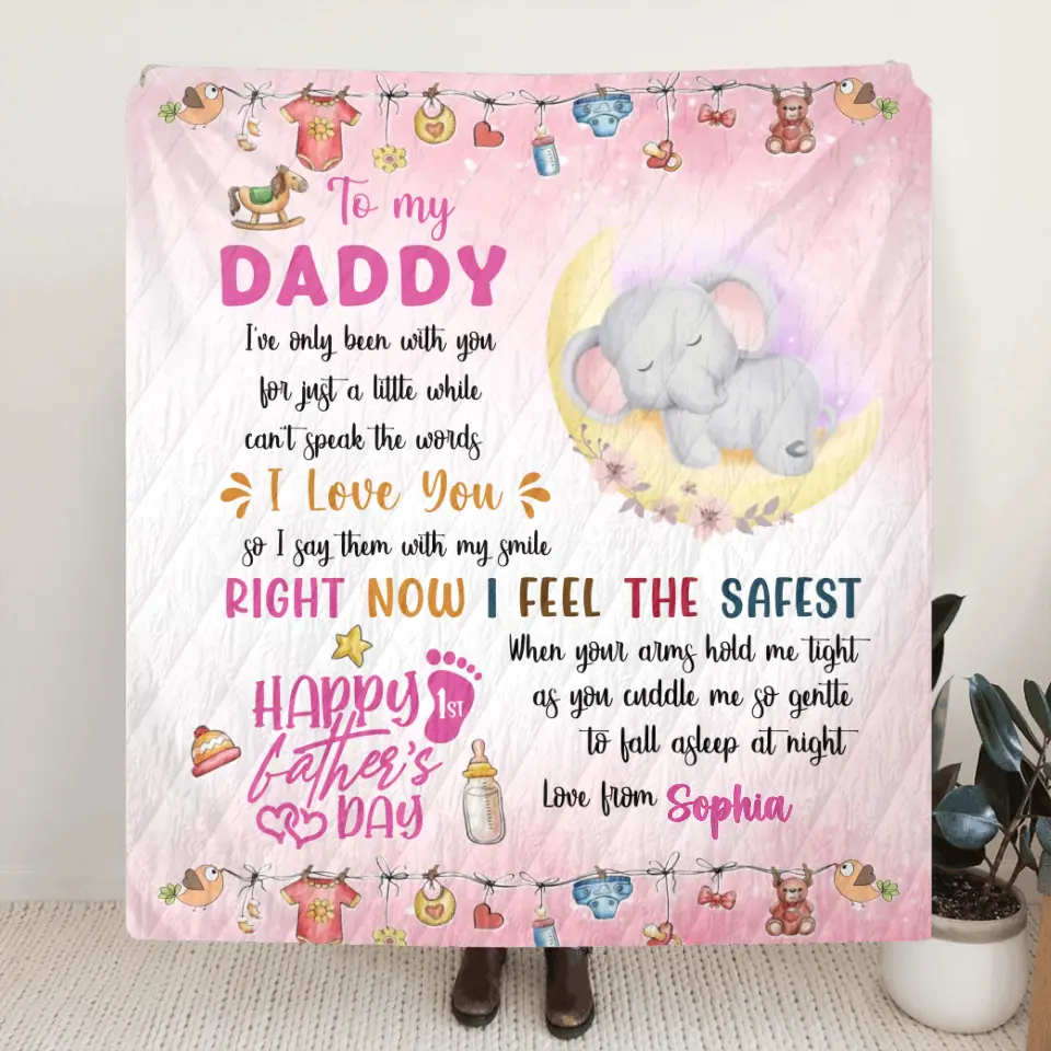Personalized Father's Day Fleece Throw Blanket/Quilt - Gift Idea For Father's Day - To My Daddy I've Only Been With You For Just A Little While