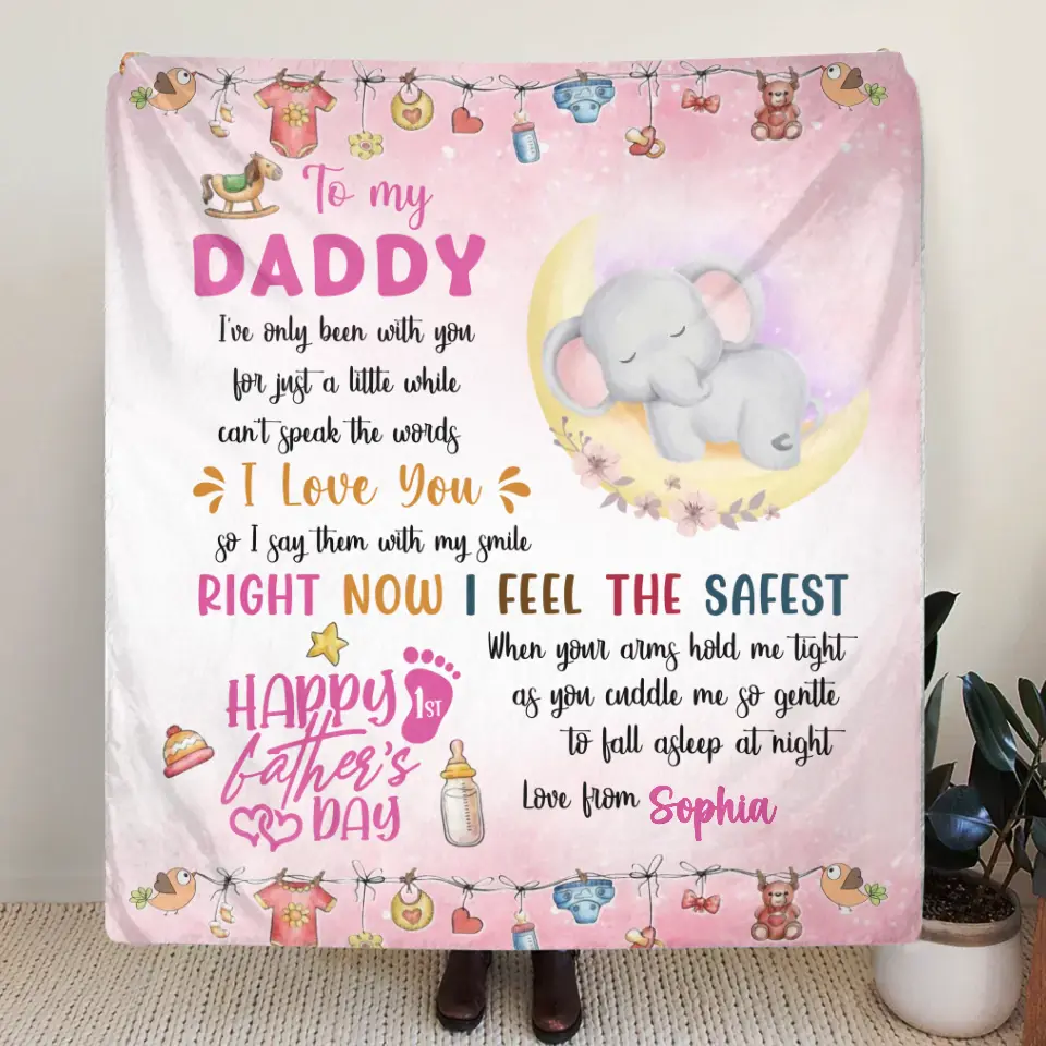 Personalized Father's Day Fleece Throw Blanket/Quilt - Gift Idea For Father's Day - To My Daddy I've Only Been With You For Just A Little While
