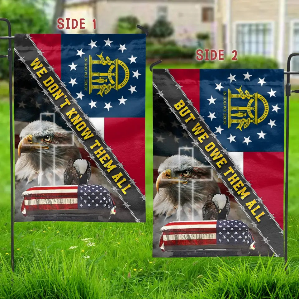 Personalized Memorial Day 2 Sides Flag Sign  - Memorial Day/Independence Day Gift Idea - We Don't Know Them All But We Owe Them All