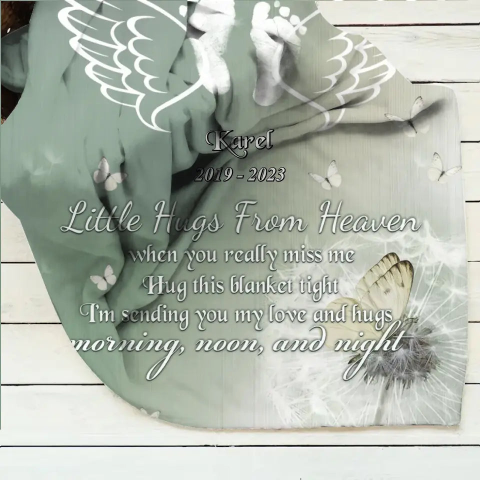 Personalized Baby In Heaven Quilt/Fleece Throw Blanket - Memorial Gift Idea for Mother's Day/Father's Day - Little Hugs From Heaven