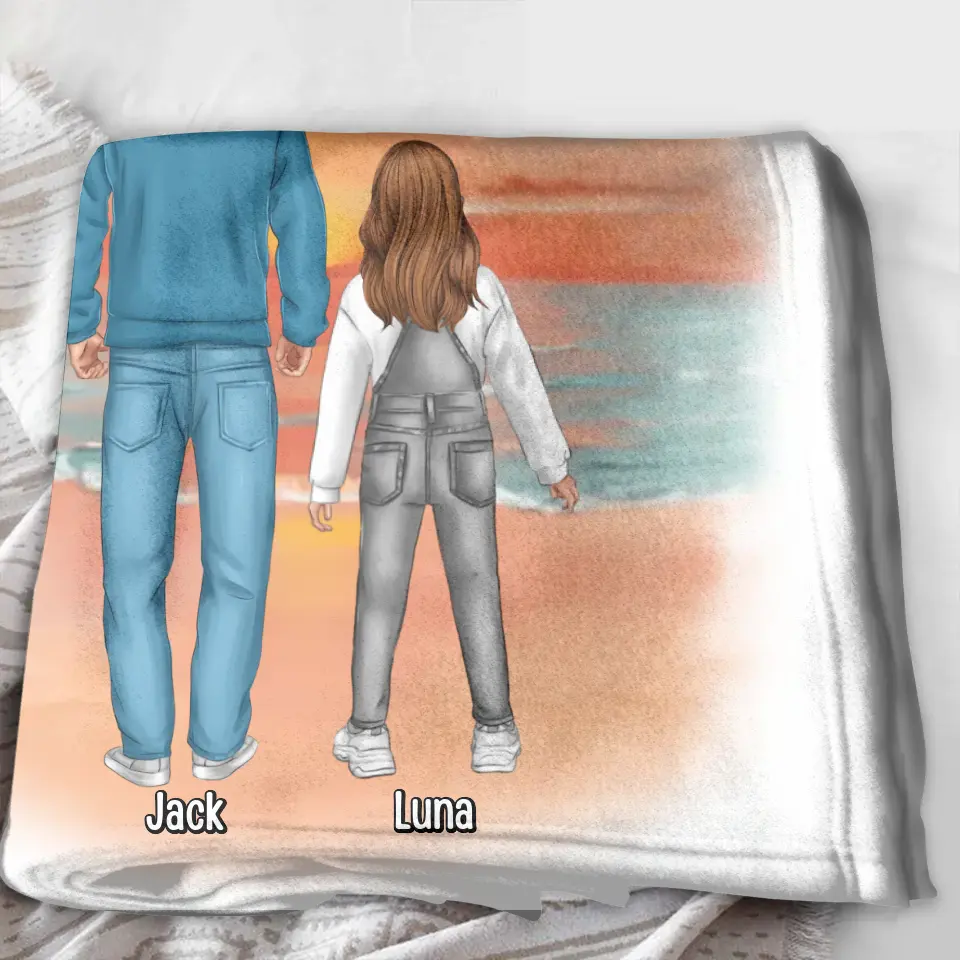Personalized Dad Fleece Throw Blanket/Quilt - Up to 4 Children - Father's Day Gift Idea for Children - Dad No Matter How Tall I Get I Will Always Look Up To You