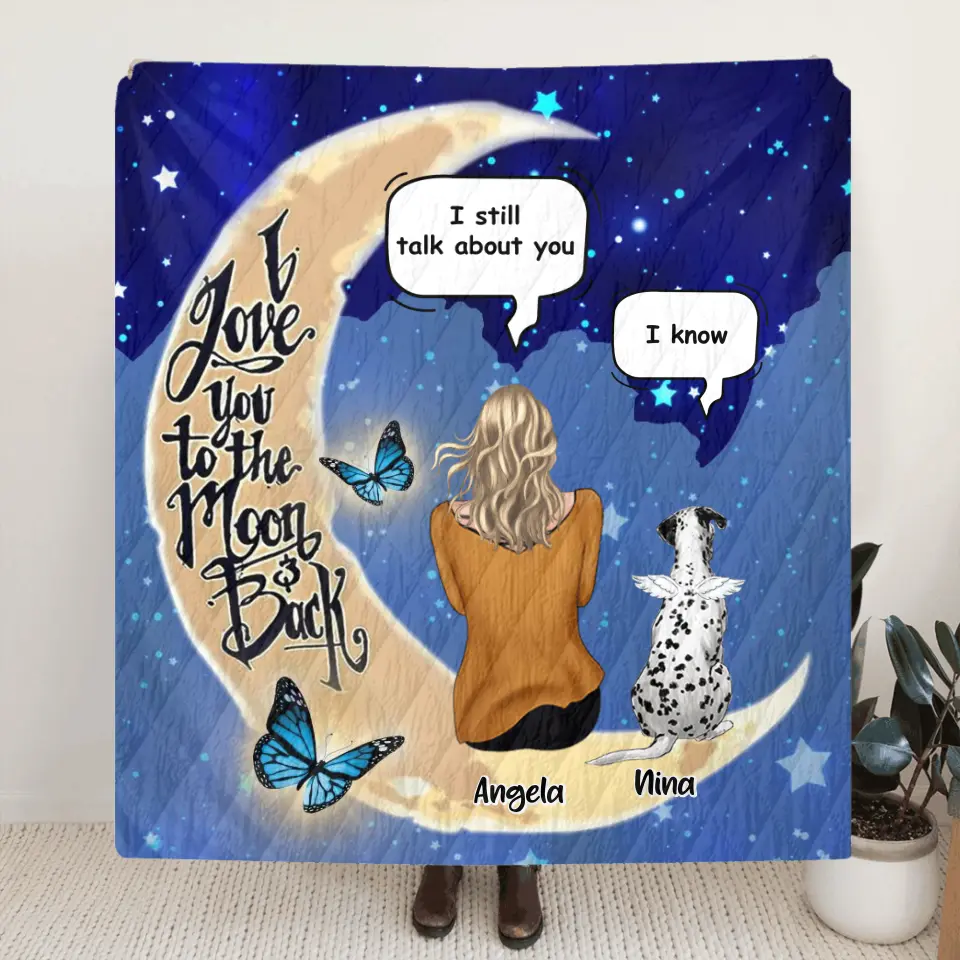 Personalized Memorial Pet Blanket - Best Gift For Dog/Cat Lover - I Love You To The Moon & Back