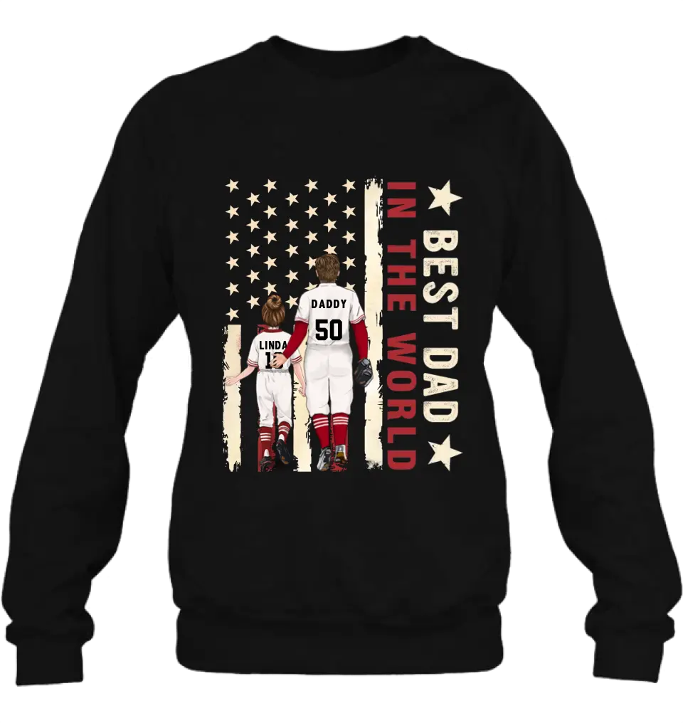 Personalized Baseball Shirt/Long sleeve/Sweatshirt/Hoodie - Gift Idea For Baseball Lovers/Father's Day - Up to 3 Kids - Best Dad In The World