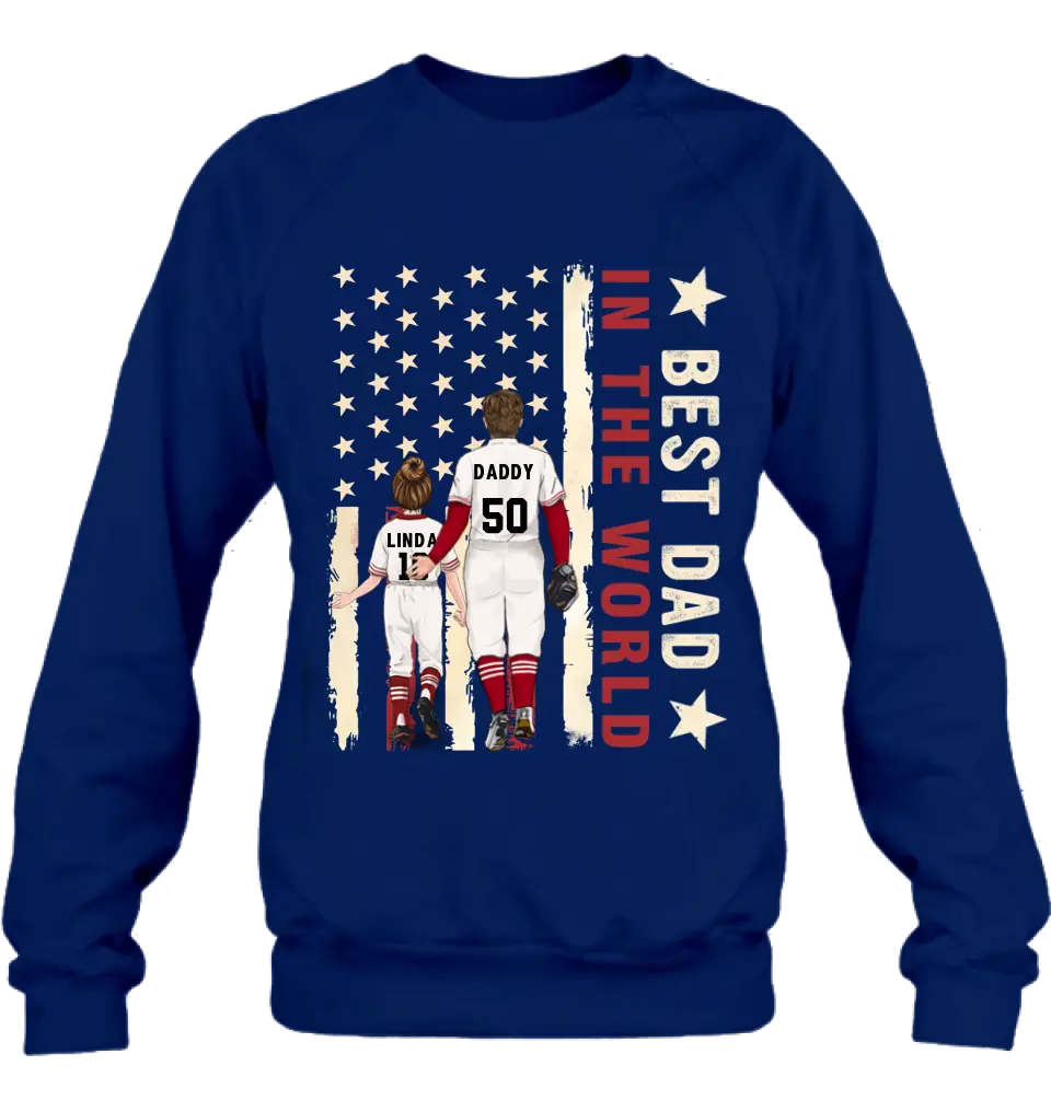 Personalized Baseball Shirt/Long sleeve/Sweatshirt/Hoodie - Gift Idea For Baseball Lovers/Father's Day - Up to 3 Kids - Best Dad In The World