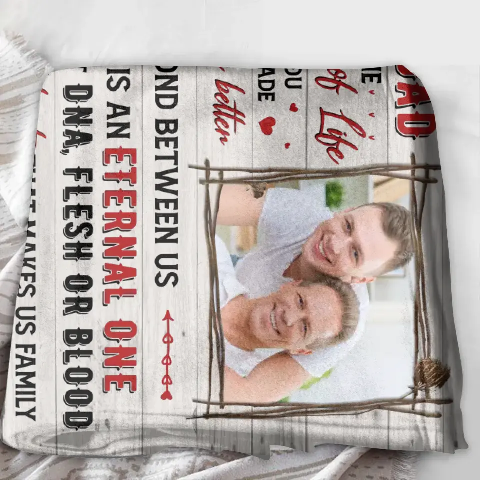 Personalized Bonus Dad Fleece Throw Blanket/Quilt - Upload Photo - Father's Day Gift Idea For Step Dad - To My Bonus Dad