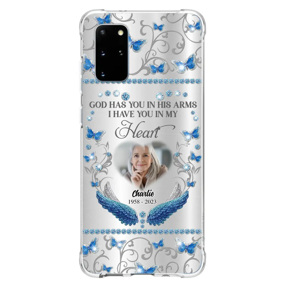 Custom Personalized Memorial Photo Phone Case - Memorial Gift Idea for Mother's Day/Father's Day - God Has You In His Arms I Have You In My Heart - Cases For iPhone/Samsung