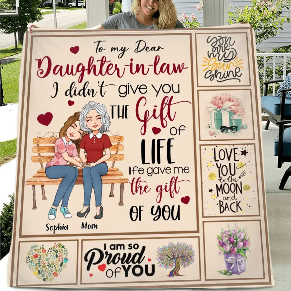 Personalized Mom & Daughter Quilt/Fleece Throw Blanket - Best Gift Idea For Daughter-In-Law/Mother's Day - Life Gave Me The Gift Of You