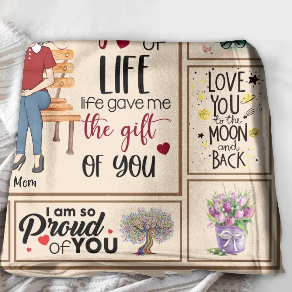 Personalized Mom & Daughter Quilt/Fleece Throw Blanket - Best Gift Idea For Daughter-In-Law/Mother's Day - Life Gave Me The Gift Of You