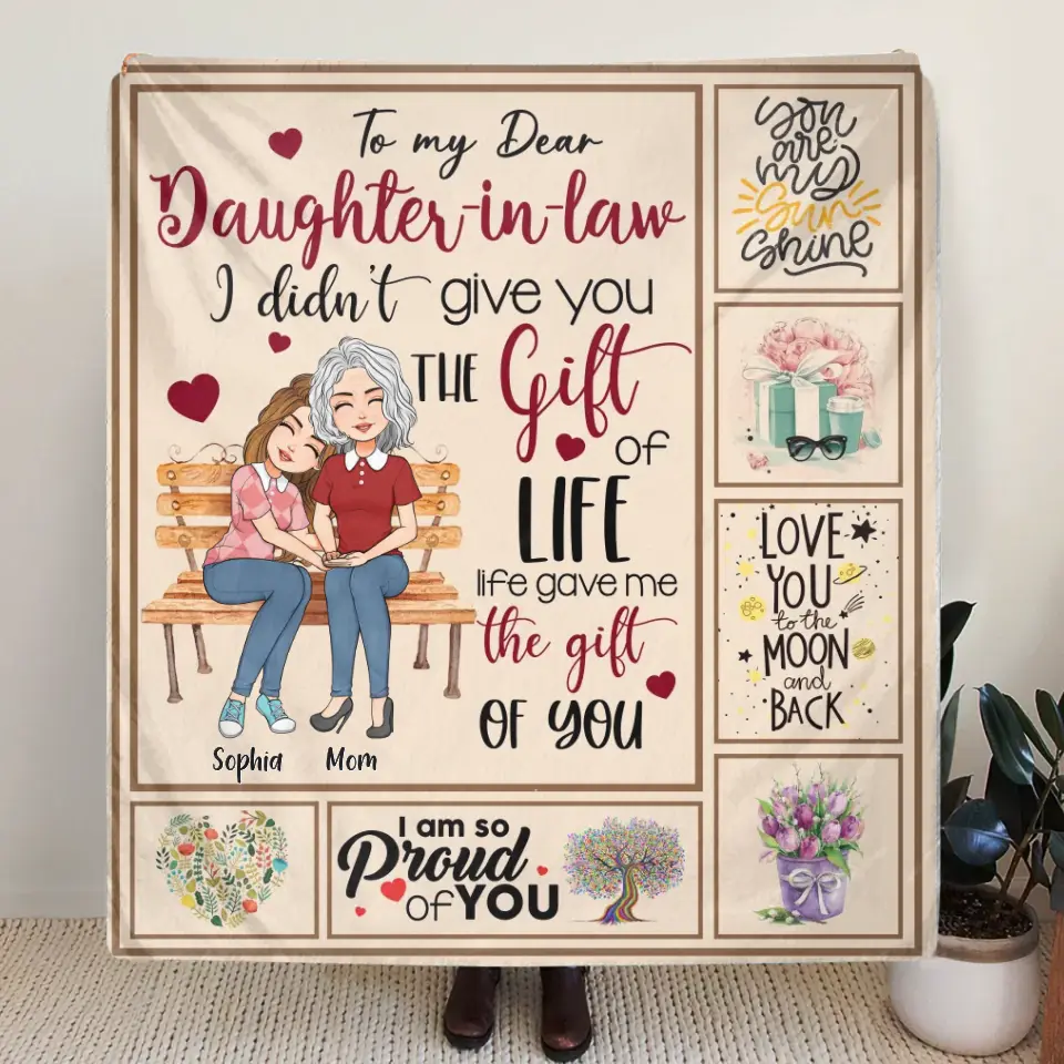 Personalized Mom & Daughter Quilt/Fleece Throw Blanket - Best Gift Idea For Daughter-In-Law/Mother's Day - Life Gave Me The Gift Of You