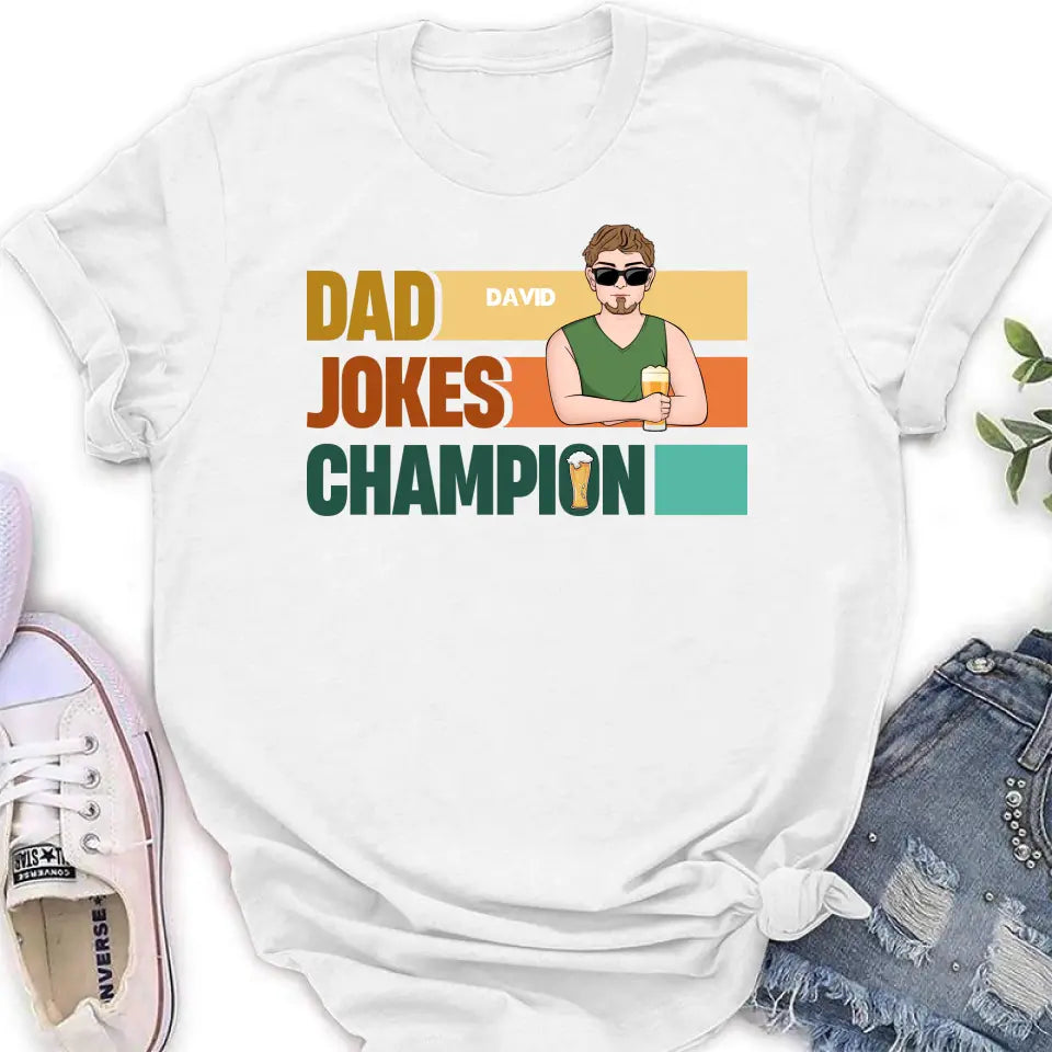 Personalized First Father's Day Dad T-Shirt/Baby Onesie - Gift Idea For Father's Day/Father/Son/Daughter - Dad Jokes Champion