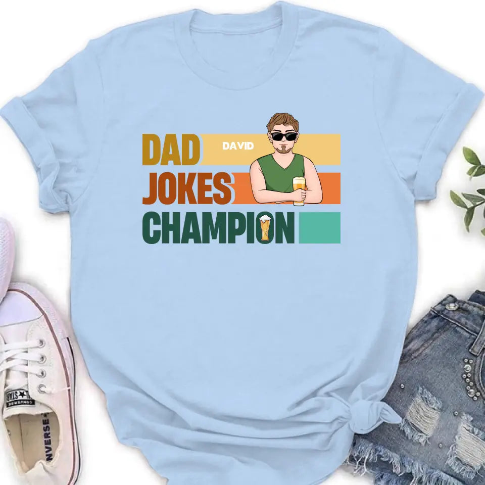 Personalized First Father's Day Dad T-Shirt/Baby Onesie - Gift Idea For Father's Day/Father/Son/Daughter - Dad Jokes Champion
