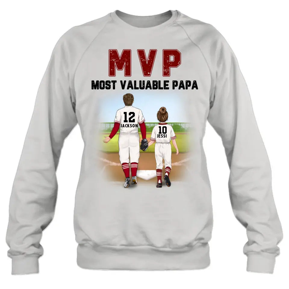 Personalized Baseball Dad Shirt/Pullover Hoodie/Long sleeve/Sweatshirt - Gift Idea For Father's Day/Father/Son/Daughter - MVP Most Valuable Papa
