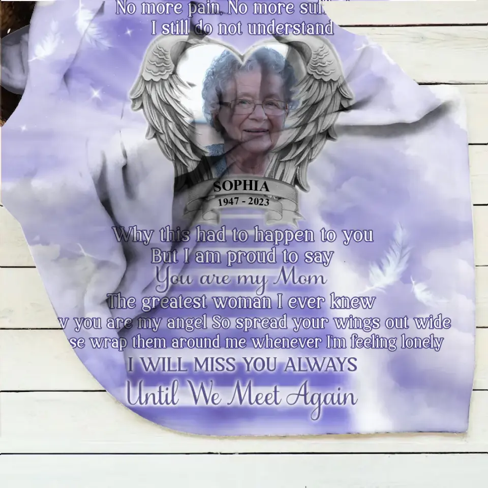 Personalized Memorial Photo Fleece Throw Blanket/Quilt - Memorial Gift Idea for Father's Day/Mother's Day - My Angel Your Battle Is Now Over