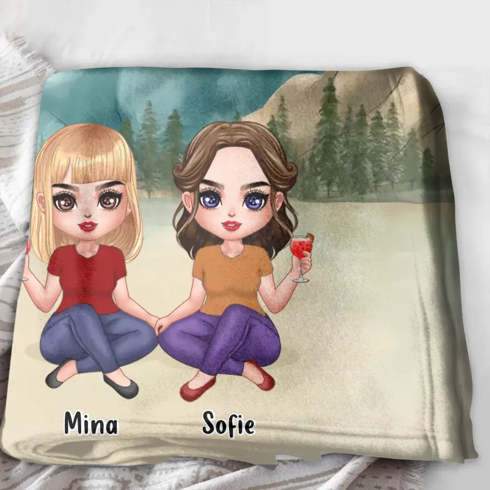 Personalized Besties Fleece Throw Blanket/Quilt - Up to 5 Girls - Gift Idea For Besties/Friends/Sisters - I Would Fight A Bear For You Bestie