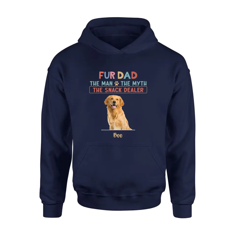 Personalized Fur Dad Shirt/Hoodie - Upload Photo - Up to 6 Pets - Father's Day Gift For Pet Lovers  - Fur Dad The Man The Myth The Snack Dealer