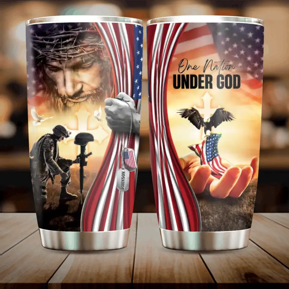 Personalized Veteran Tumbler - Father's Day Gift Idea For Veteran - One Nation Under God