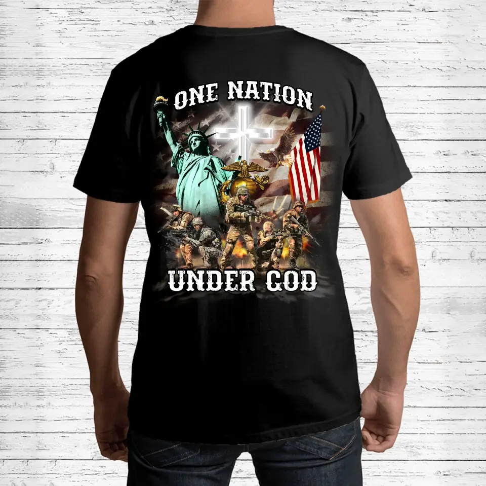 Personalized Veteran T-shirt - Gift Idea For Veteran - One Nation Under God
