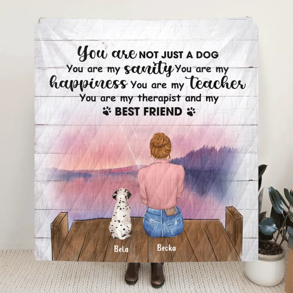 Personalized Dog Mom/Dog Dad Quilt - Mom/Dad With Up To 3 Pets Quilt Blanket - You Are My Therapist And My Best Friend