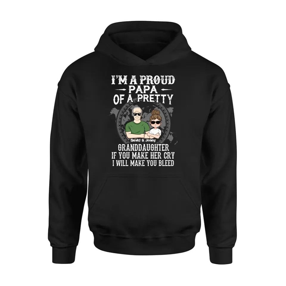 Personalized Grandpa Shirt/Hoodie - Father's Day Gift Idea for Grandpa - I'm A Proud Papa Of A Pretty Granddaughter