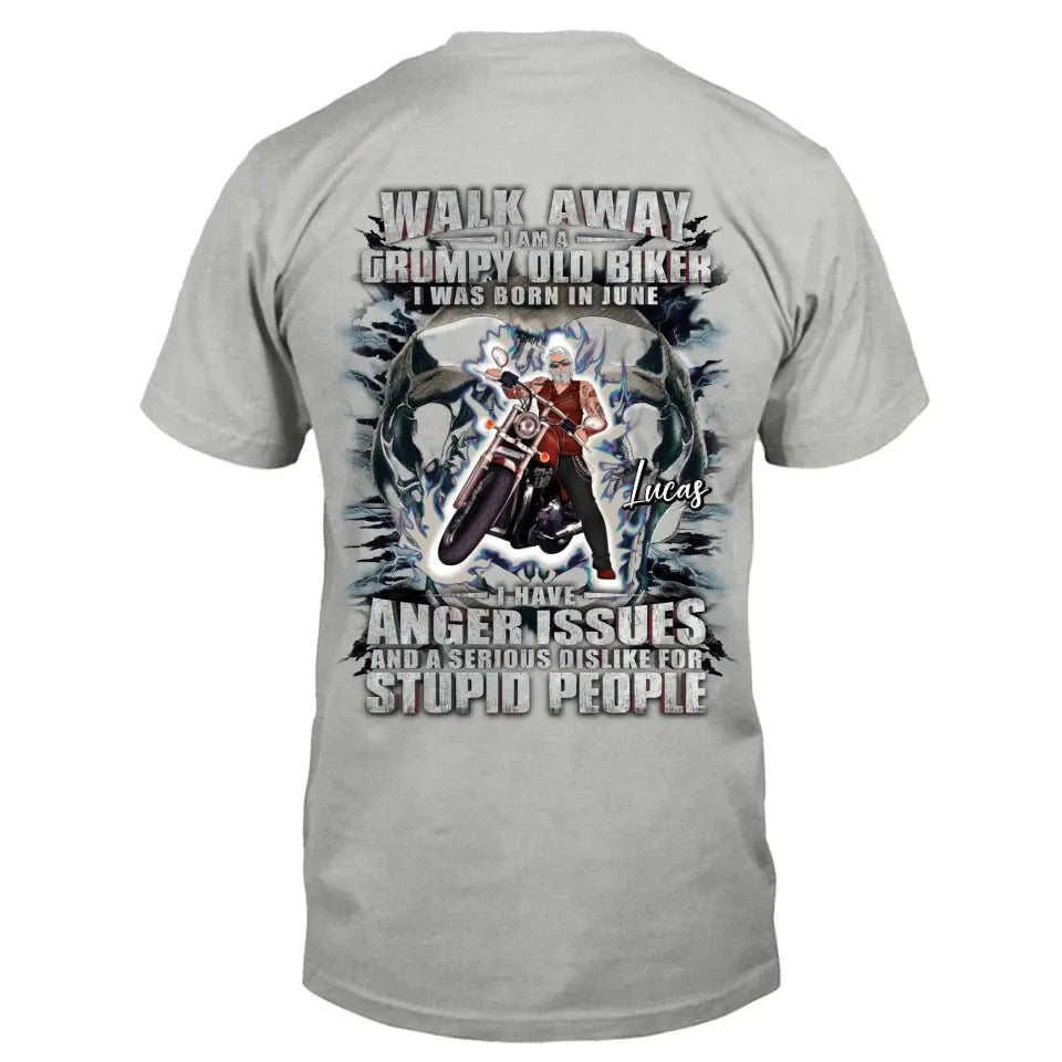Personalized Biker Shirt/Hoodie - Father's Day Gift Idea For Biker - Walk Away I Am A Grumpy Old Biker