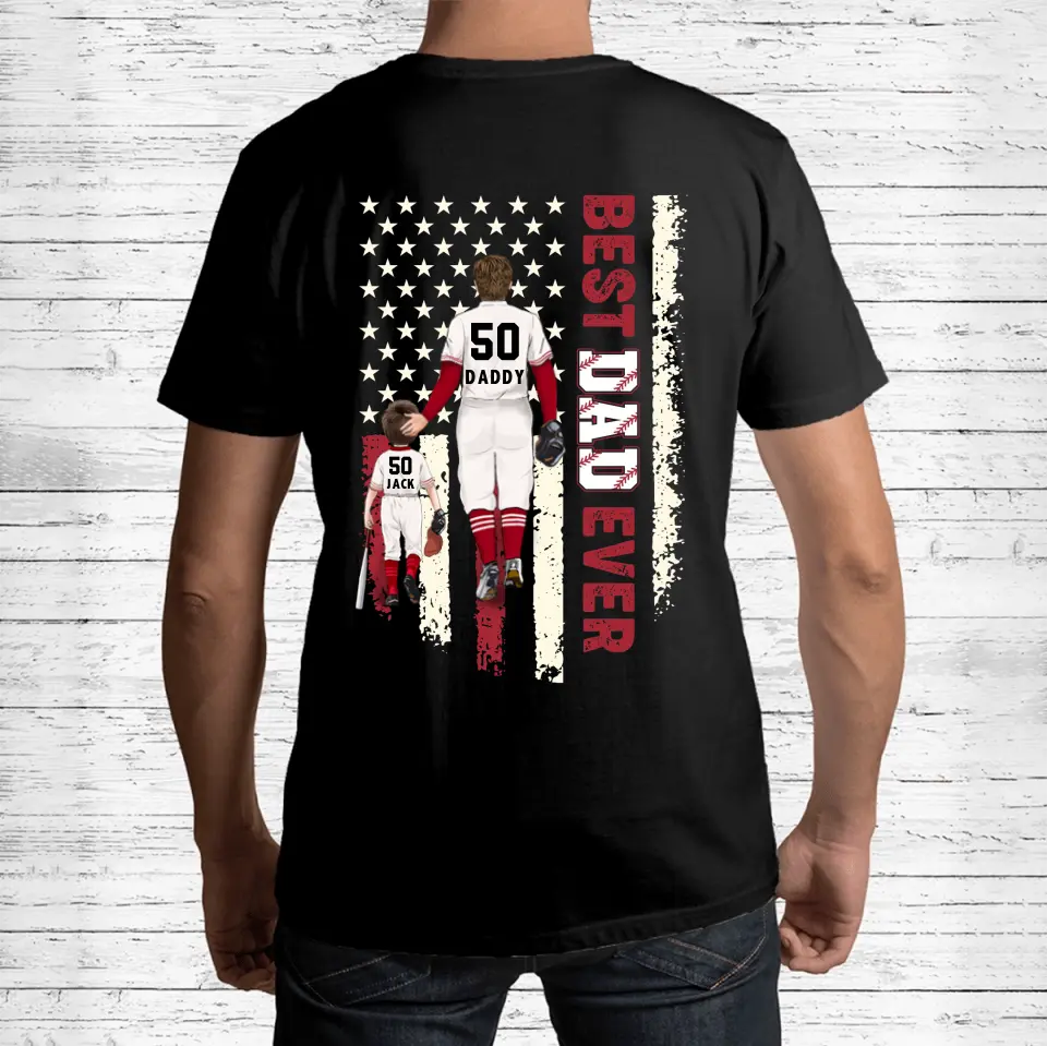 Personalized Dad Shirt/Hoodie - Up to 3 Children - Father's Day Gift Idea for Baseball Lovers - Best Dad Ever
