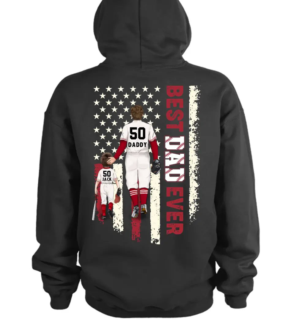 Personalized Dad Shirt/Hoodie - Up to 3 Children - Father's Day Gift Idea for Baseball Lovers - Best Dad Ever