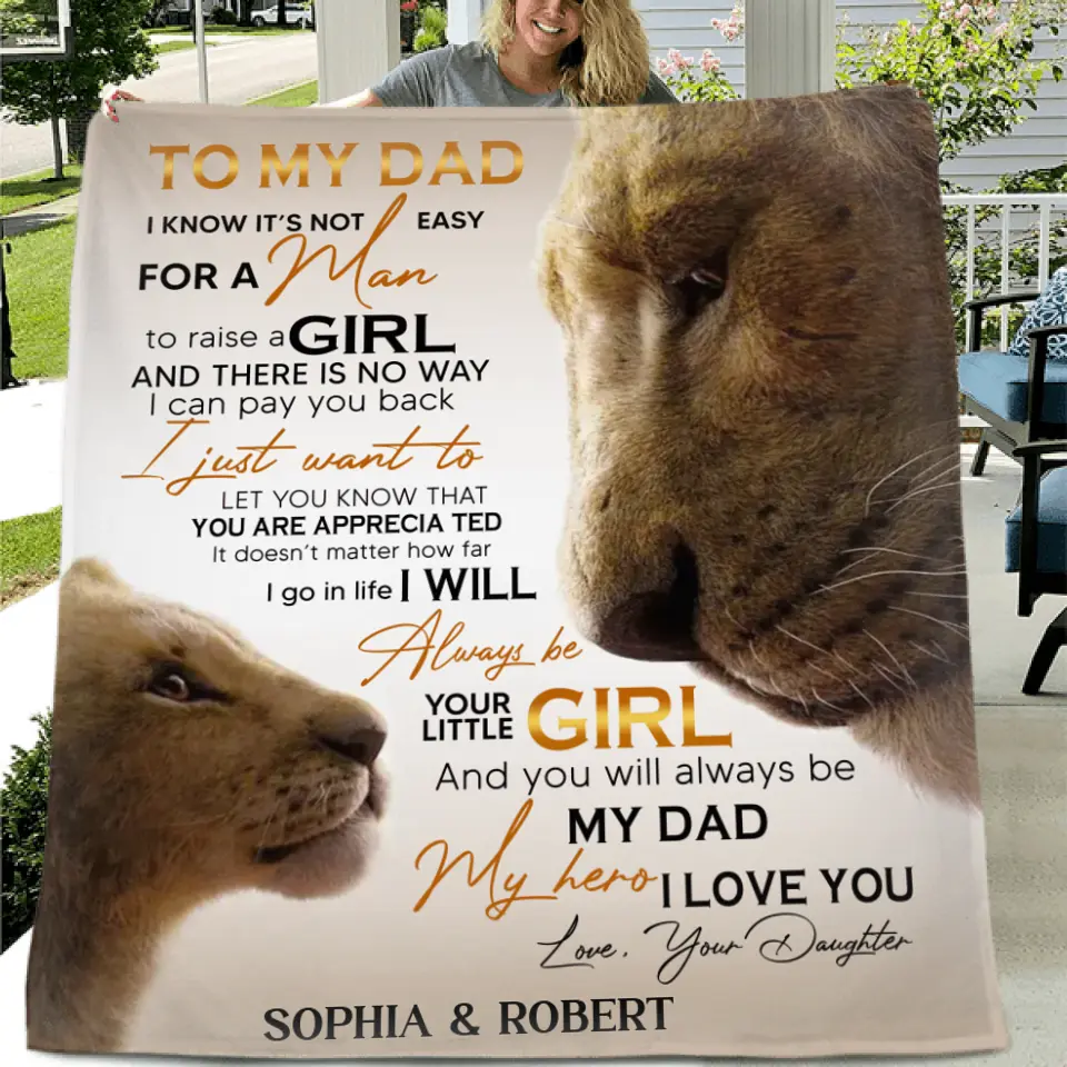 Personalized Father's Day Quilt/Fleece Throw Blanket - Gift Idea For Father's Day - To My Dad I Know It's Not Easy For A Man To Raise A Girl
