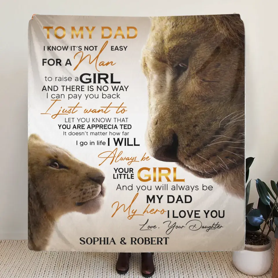 Personalized Father's Day Quilt/Fleece Throw Blanket - Gift Idea For Father's Day - To My Dad I Know It's Not Easy For A Man To Raise A Girl