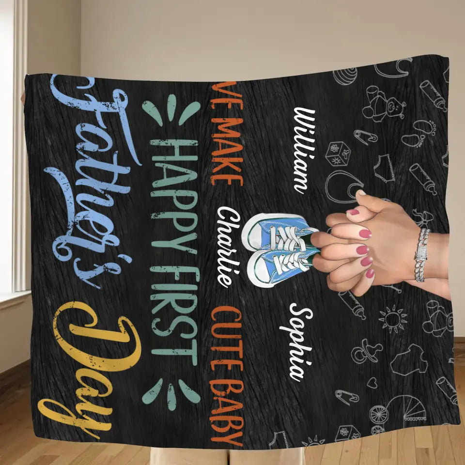Personalized First Father's Day Quilt/Fleece Throw Blanket - Best Gift Idea For Mother's Day/Father's Day - We Make Cute Baby