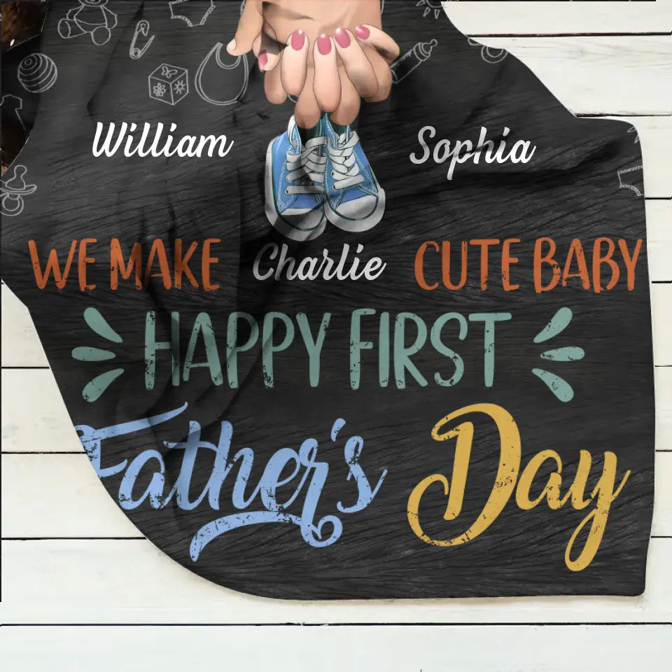 Personalized First Father's Day Quilt/Fleece Throw Blanket - Best Gift Idea For Mother's Day/Father's Day - We Make Cute Baby
