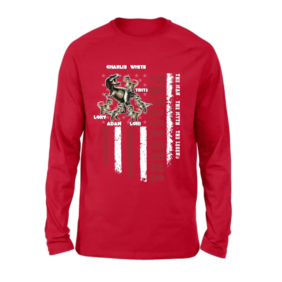 Personalized Papasaurus Shirt/Hoodie - Gift Idea For Father's Day - Up to 5 Kids - Papasaurus The Man The Myth The Legend