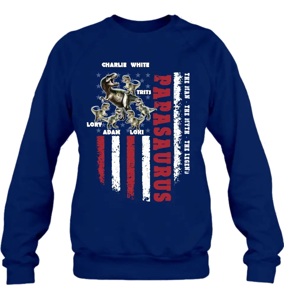 Personalized Papasaurus Shirt/Hoodie - Gift Idea For Father's Day - Up to 5 Kids - Papasaurus The Man The Myth The Legend
