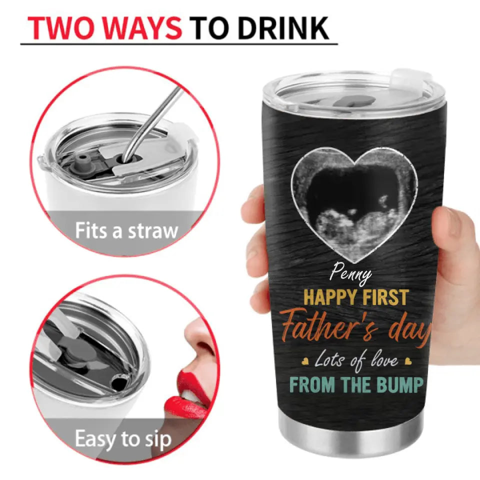 Personalized Bump Upload Photo Tumbler - Gift Idea For First Mother's Day/Father's Day - Daddy Are You Ready? My Life Is About To Start