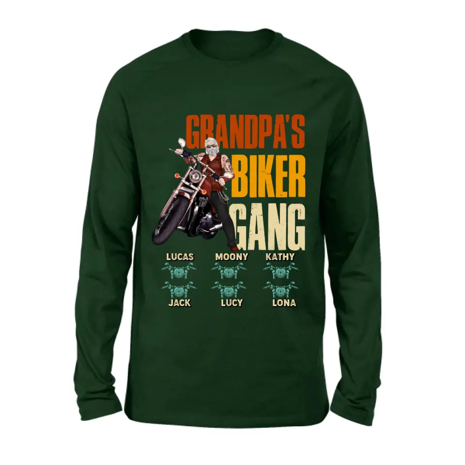 Personalized Biker Shirt/Hoodie - Father's Day Gift Idea for Dad/Grandpa - Up to 6 Kids - Grandpa's Biker Gang