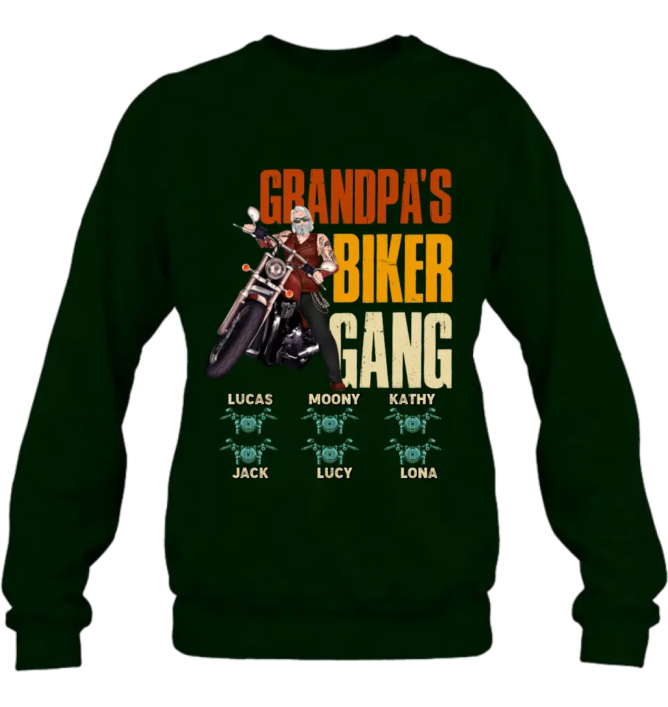 Personalized Biker Shirt/Hoodie - Father's Day Gift Idea for Dad/Grandpa - Up to 6 Kids - Grandpa's Biker Gang