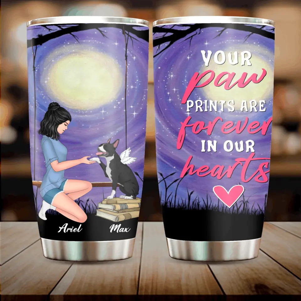 Personalized Dog Mom Tumbler - Gift Idea For Dog Mom - Your Paw Prints Are Forever In Our Hearts