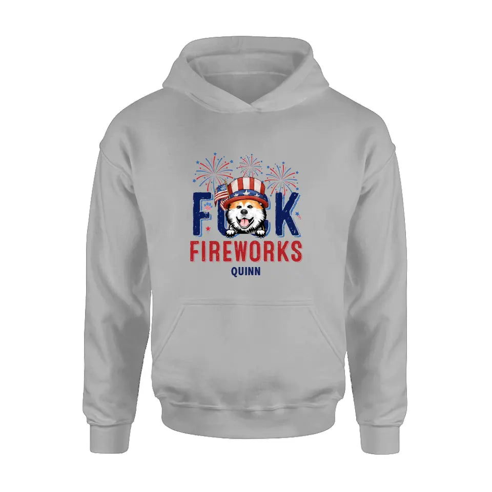 Personalized Fireworks Dog Shirt/Hoodie - Independence Day Gift Idea for Dog/Cat Lovers