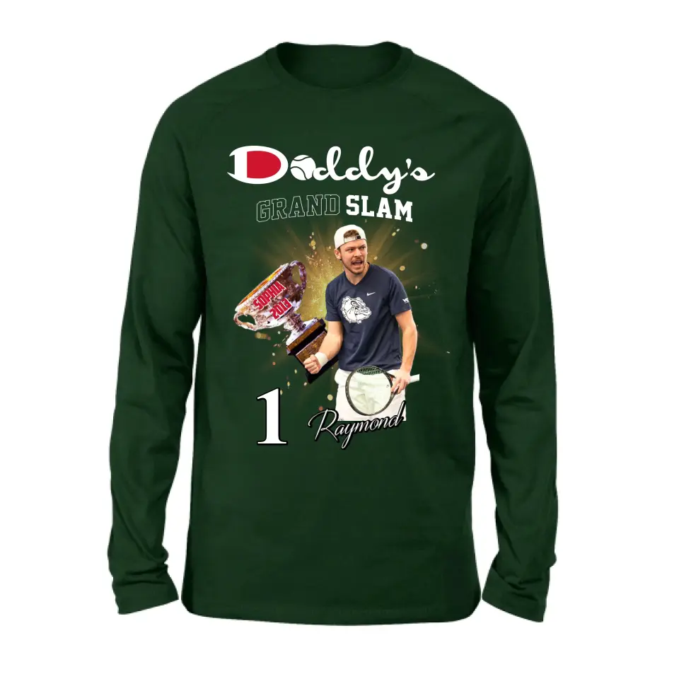 Personalized Daddy Photo Shirt/Hoodie - Up to 4 Children - Father's Day Gift Idea for Tennis Lovers - Daddy's Grand Slam