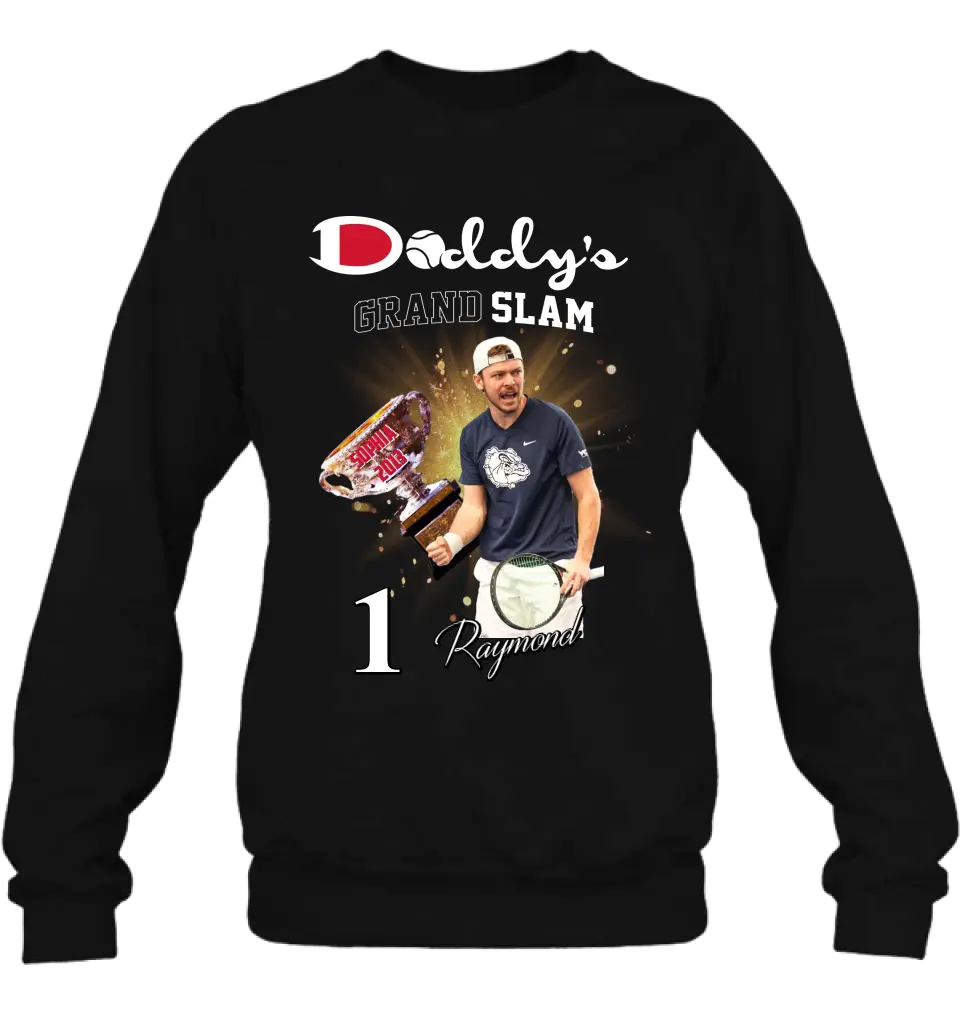 Personalized Daddy Photo Shirt/Hoodie - Up to 4 Children - Father's Day Gift Idea for Tennis Lovers - Daddy's Grand Slam