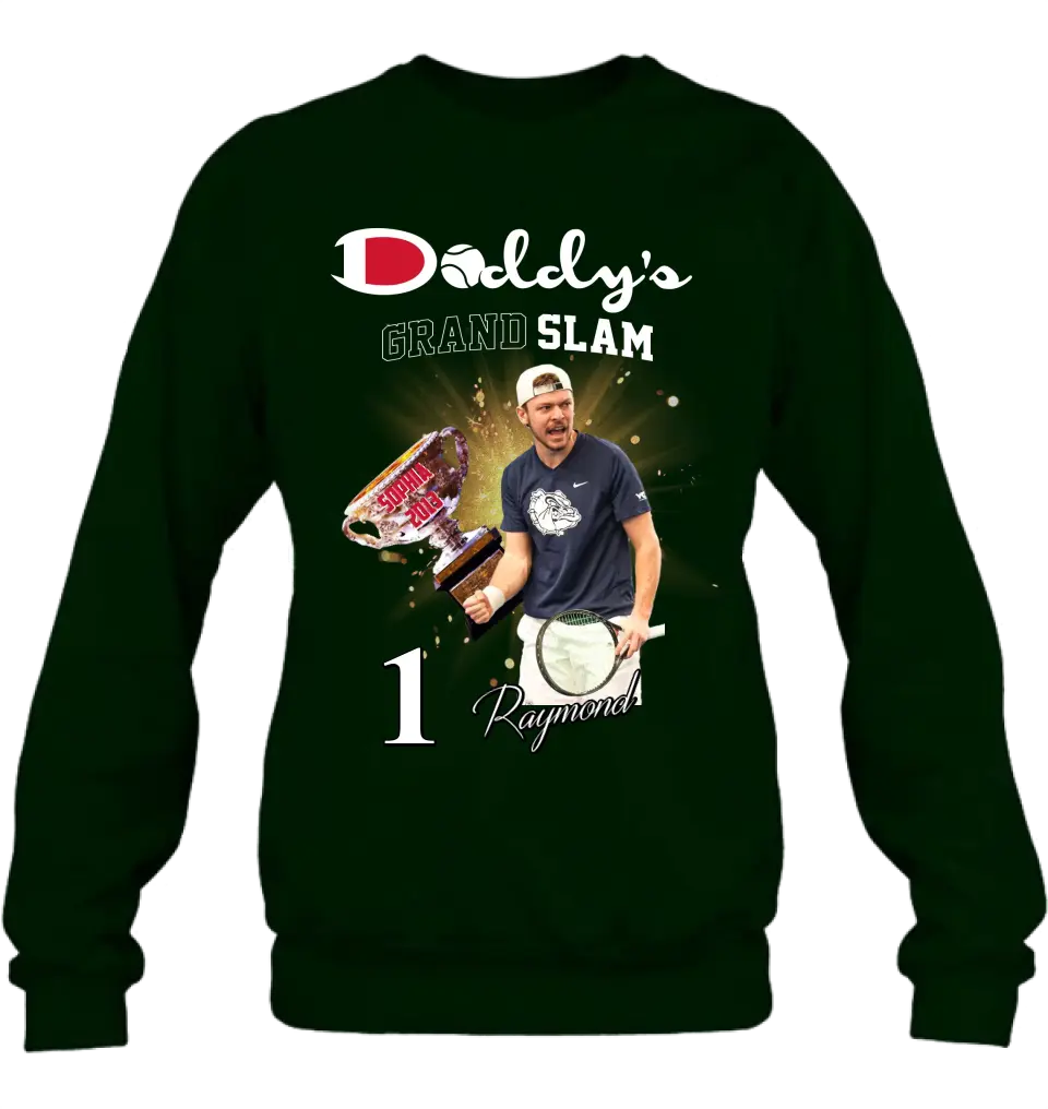 Personalized Daddy Photo Shirt/Hoodie - Up to 4 Children - Father's Day Gift Idea for Tennis Lovers - Daddy's Grand Slam