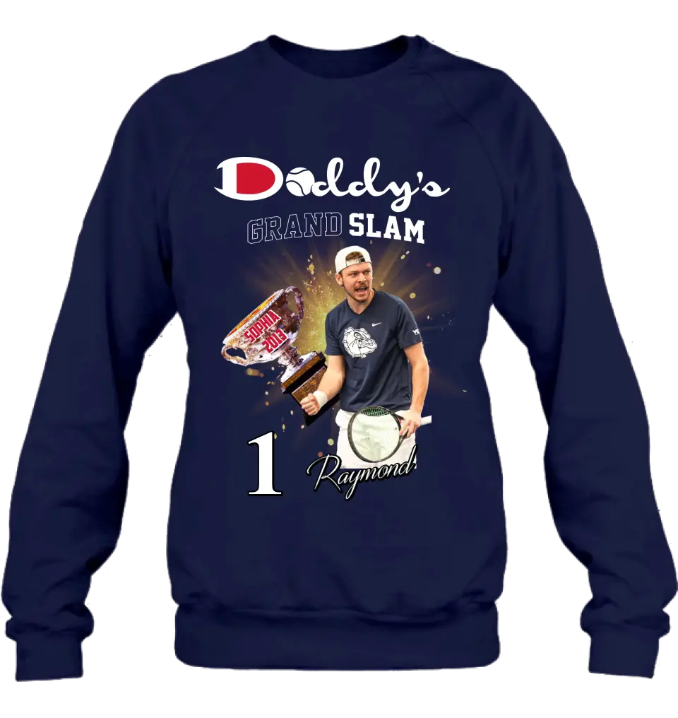 Personalized Daddy Photo Shirt/Hoodie - Up to 4 Children - Father's Day Gift Idea for Tennis Lovers - Daddy's Grand Slam