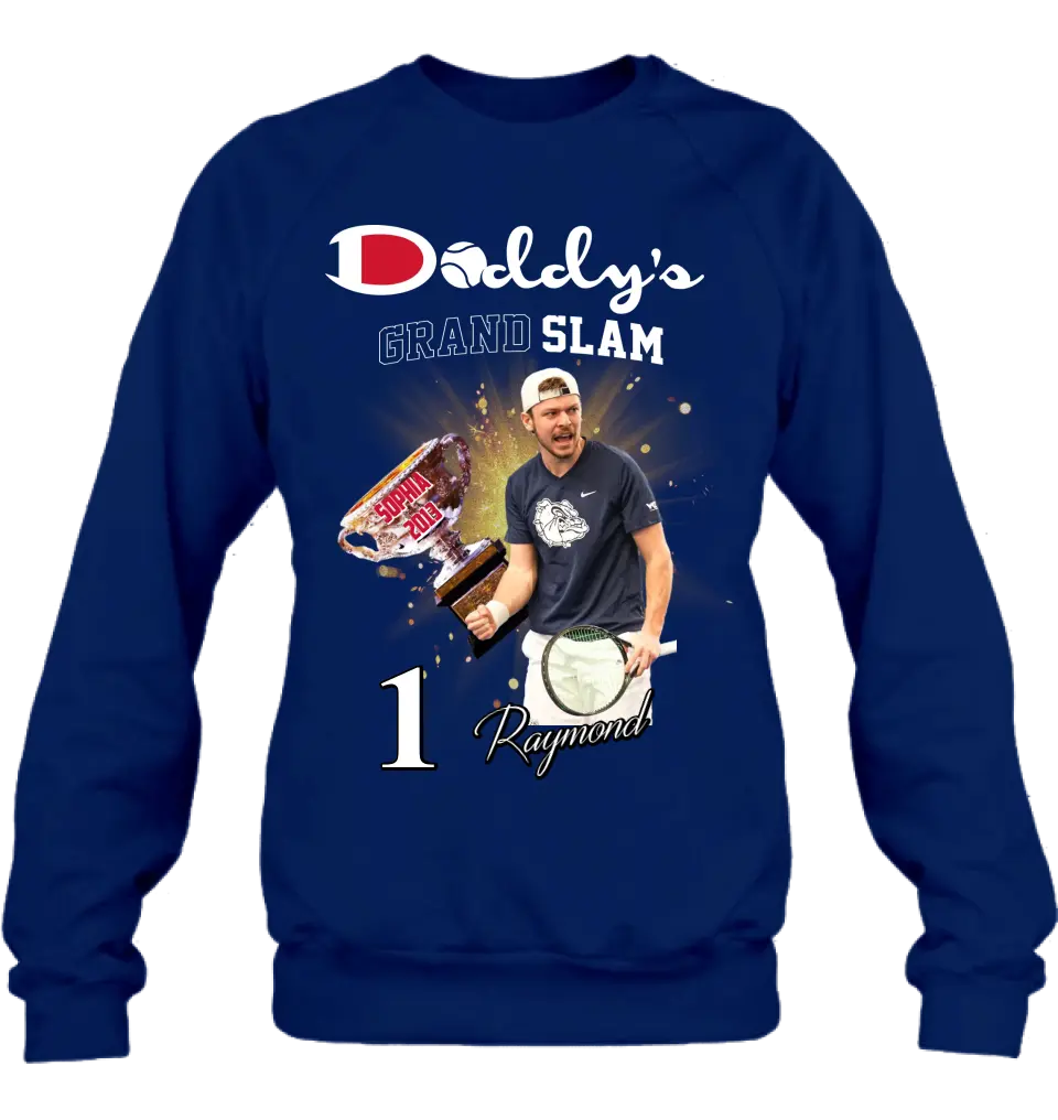 Personalized Daddy Photo Shirt/Hoodie - Up to 4 Children - Father's Day Gift Idea for Tennis Lovers - Daddy's Grand Slam