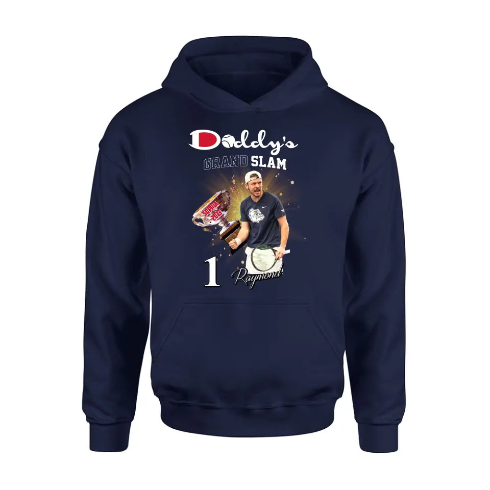 Personalized Daddy Photo Shirt/Hoodie - Up to 4 Children - Father's Day Gift Idea for Tennis Lovers - Daddy's Grand Slam