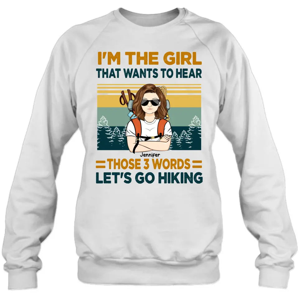 Personalized Hiking Girl Shirt/Hoodie - Girl With Up to 3 Dogs - Gift Idea For Hiking/Dog Lover - Let's Go Hiking