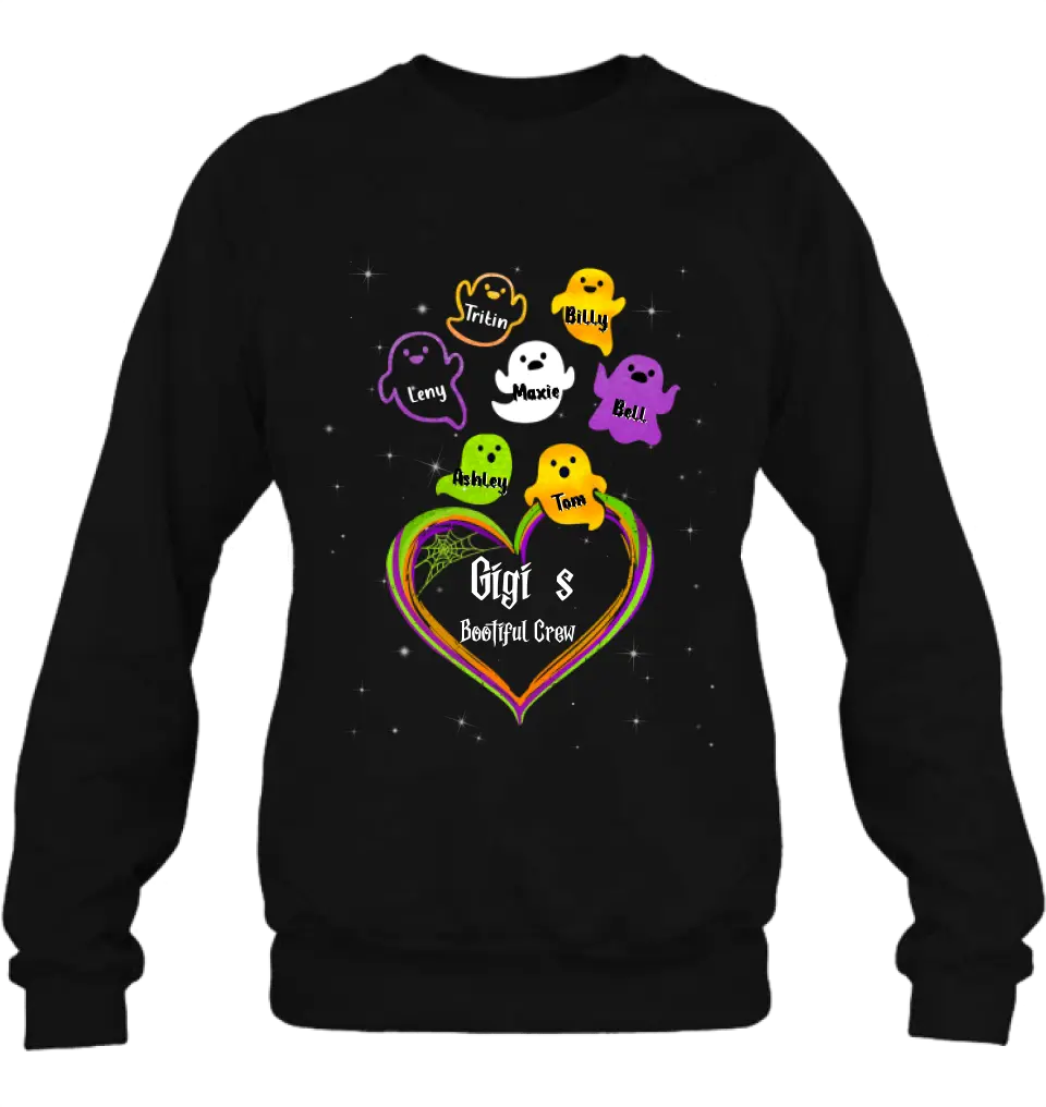 Personalized Gigi's Bootiful Crew T-shirt/Sleeve/Sweatshirt/Hoodie - Halloween gift for Grandma - Up to 7 Grandkids