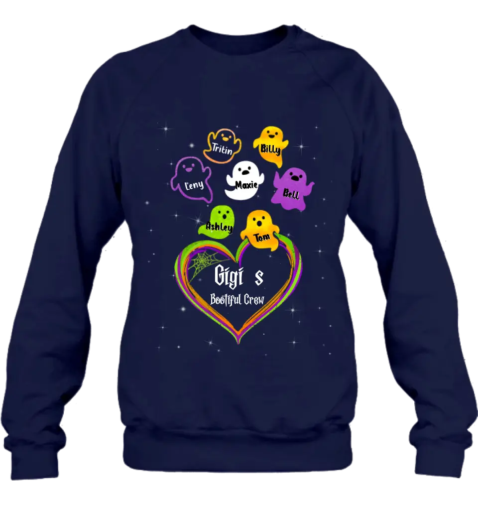 Personalized Gigi's Bootiful Crew T-shirt/Sleeve/Sweatshirt/Hoodie - Halloween gift for Grandma - Up to 7 Grandkids