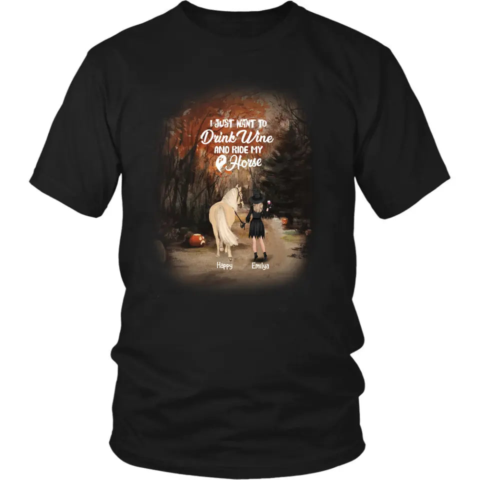 Personalized Horse Witch T-Shirt/Pullover Hoodie - Girl With Horse - EQRIYV