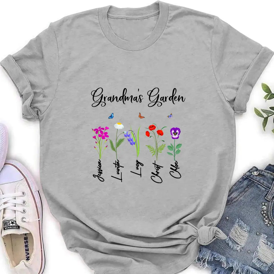 Personalized Grandma's Garden Shirt/Long sleeve/Sweatshirt/Hoodie - Gift Idea For Grandma/Mother's Day - Up to 5 Flowers - Grandma's Garden