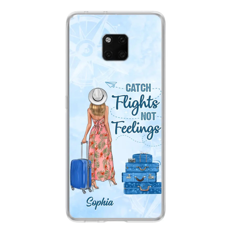 Custom Personalized Traveling Girl Phone Case - Gift Idea For Traveling Lovers - Catch Flights Not Feelings - Cases For Oppo/Xiaomi/Huawei