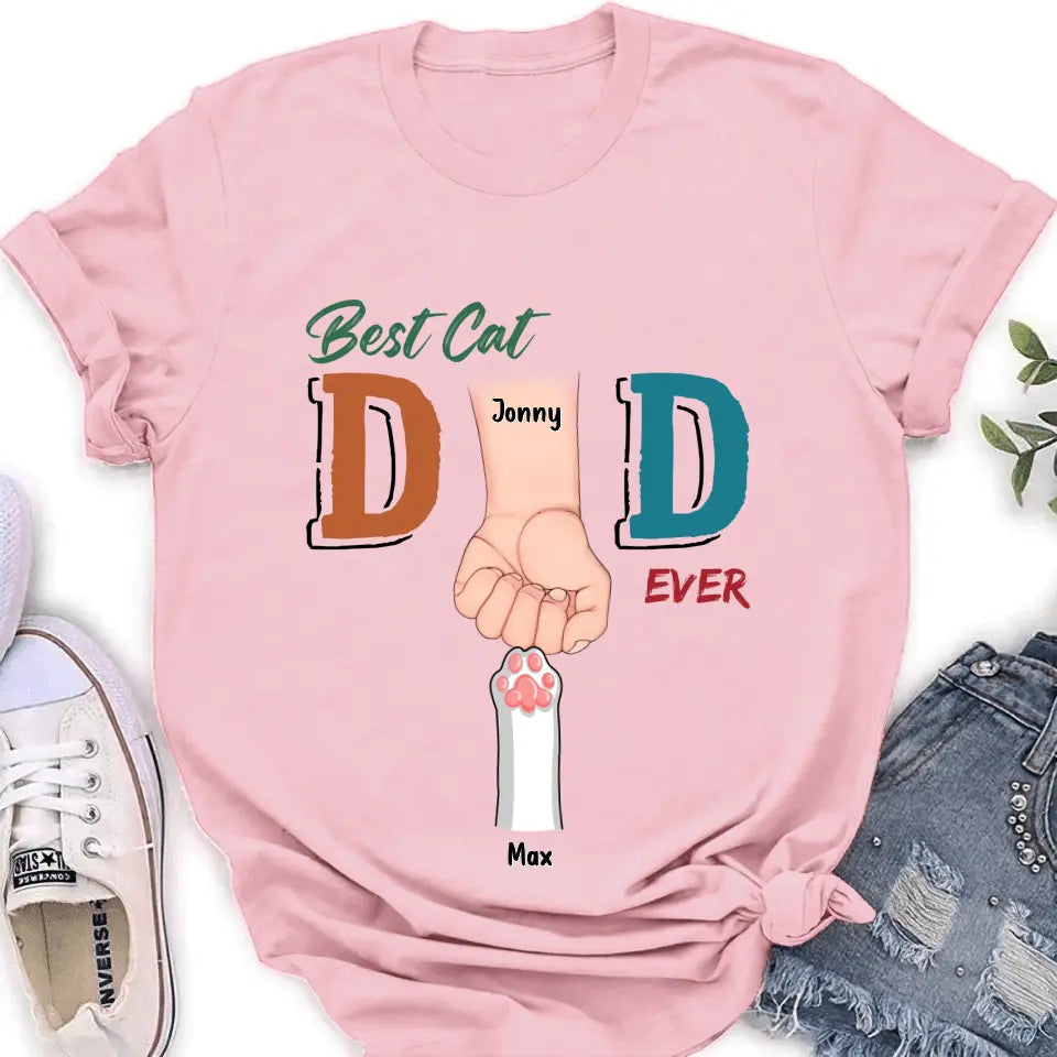 Personalized Cat Dad T-Shirt - Up to 6 Cats - Father's Day Gift Idea for Cat Owners - Best Cat Dad Ever